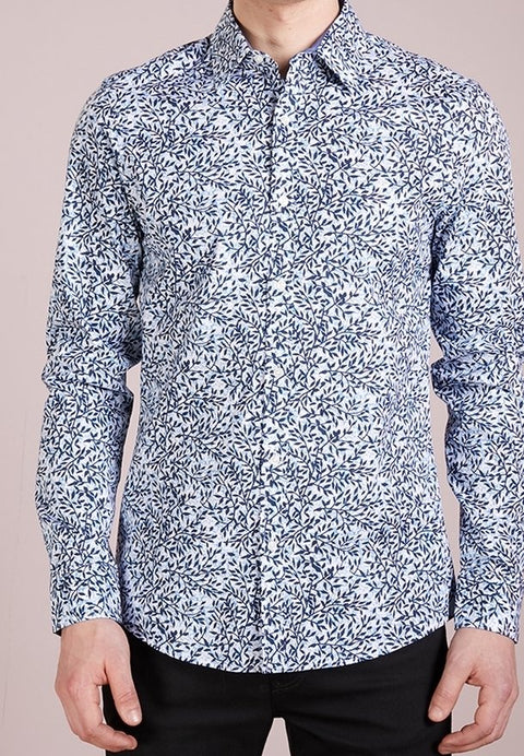 Michael Kors Men's Blue & Navy Slim Fit Button Down Shirt | Michael Kors In Lebanon