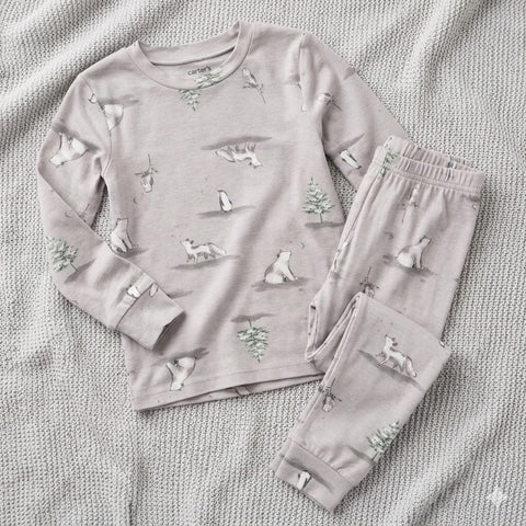Carter's Just One You Boy's Light Gray 2pc Mint Polar Bears & Trees Short Sleeve Comfy Soft Snug Fit Pajama Set | Carter's Just One You In Lebanon