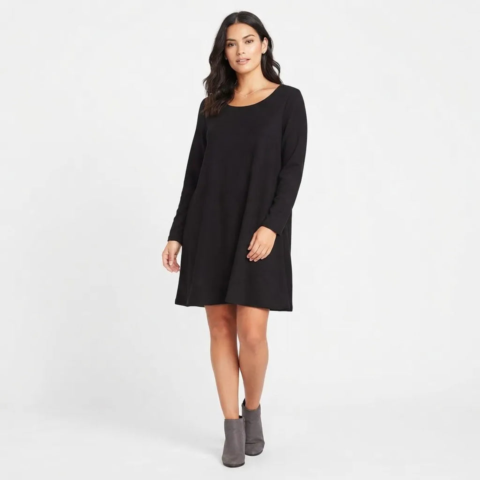 Kenneth Cole Women's Black Low Cowl Back Long-Sleeve Dress