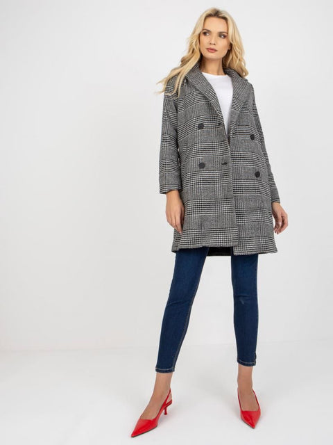 Sublevel Women's Gray Checkered Wool Coat |Sublevel In Lebanon