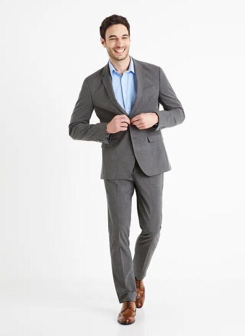 Celio Men's Grey Slim Fit Buamaury Blazers | Celio In Lebanon