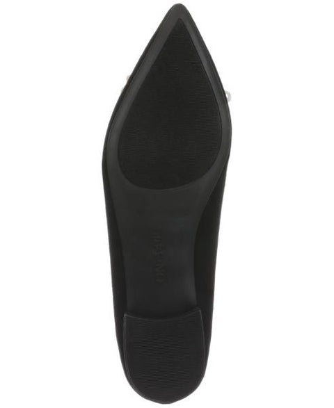 On 34th Women's Millee Embellished Bow Pointed-Toe Flats, Created for Macy's - Black Micro