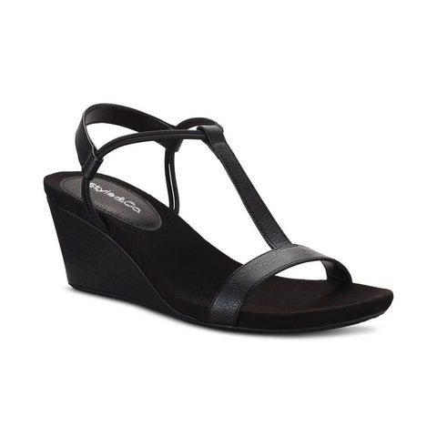 Style & Co Women's Black Mulan Wedge Sandals | Style & Co In Lebanon