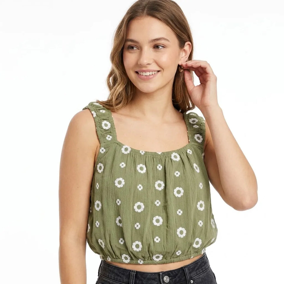 Oneill Women's Green Sleeveless Crop Top