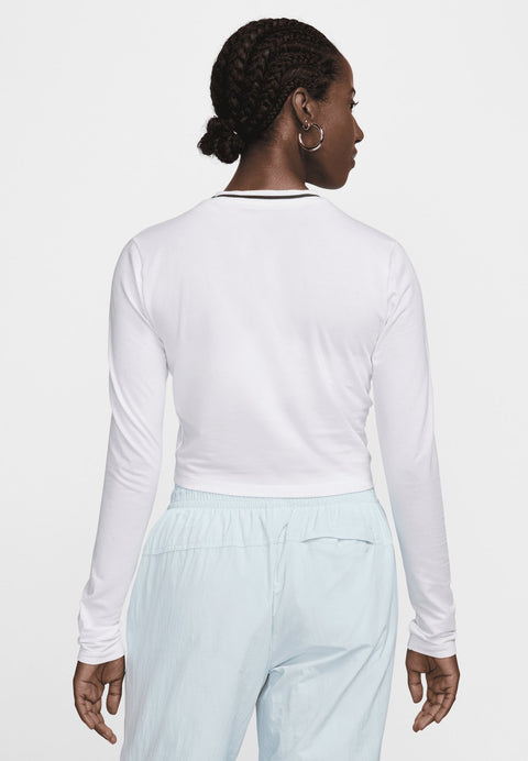 Nike Women's White Sportswear Chill Knit Slim Cropped Graphic Blouse | Nike In Lebanon