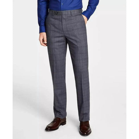 Michael Kors Men's Grey Plaid Classic-Fit Wool-Blend Stretch Trouser | Michael Kors In Lebanon