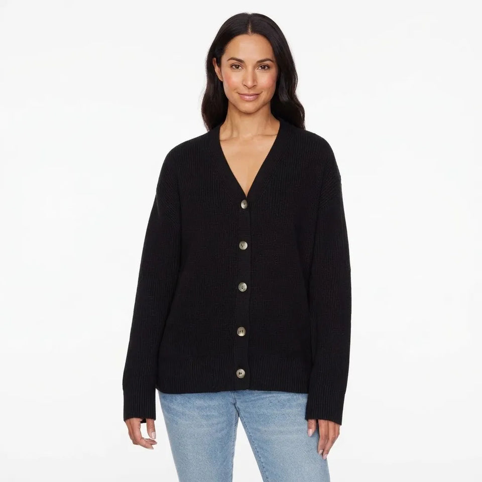Hudson Women's Black Button-Up Cotton Cardigan