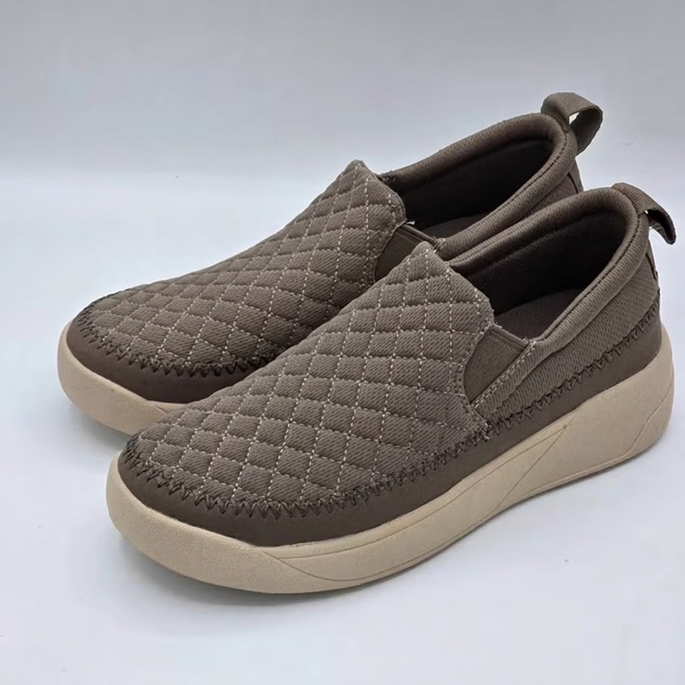 Staheekum Women's Gray Quilted Slip-On Casual Shoes