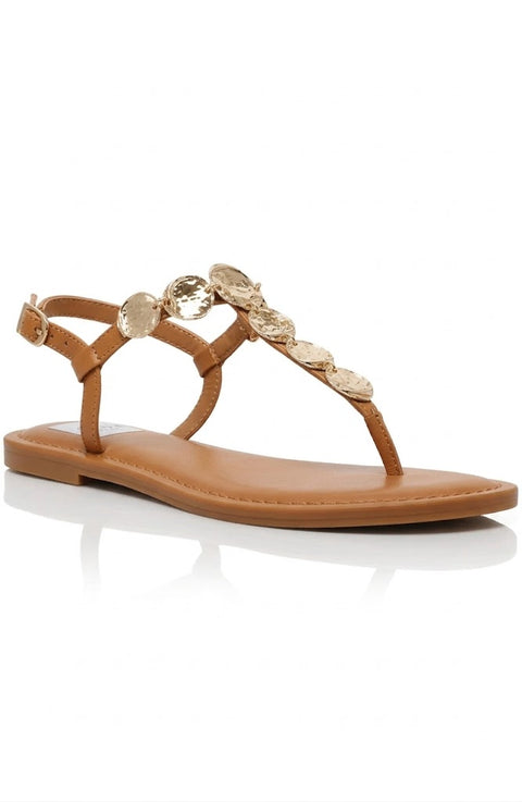 DV Dolce Vita Women's Brown Jaime Embellished Jewelry Thong Flat Sandals | DV Dolce Vita In Lebanon