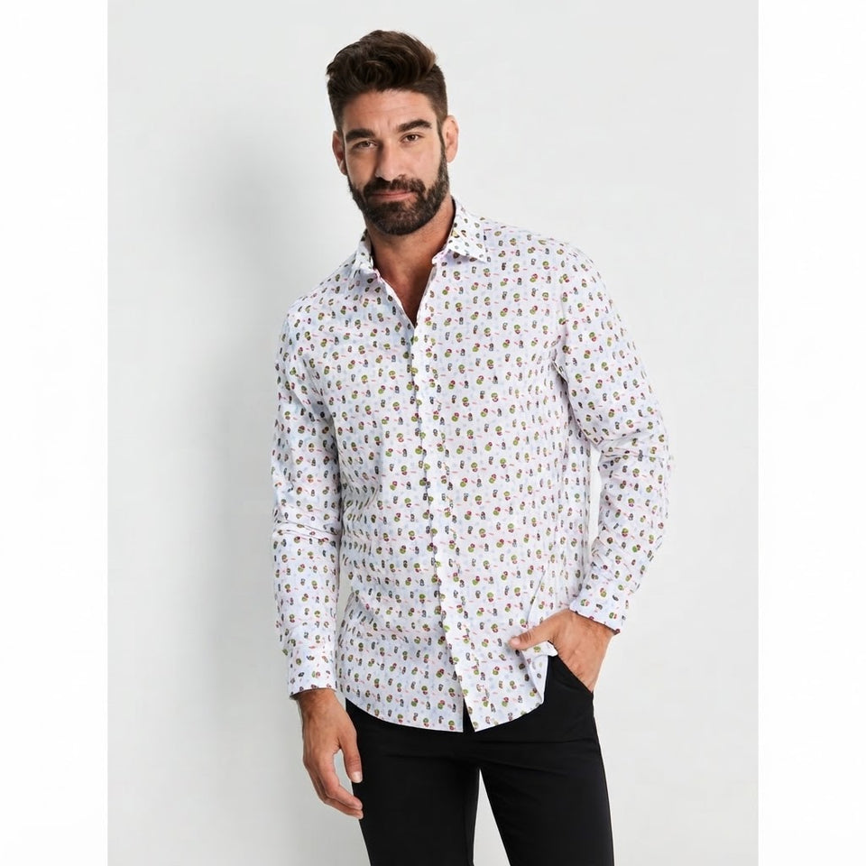 Sinsay Men's White All Over Printed Shirt