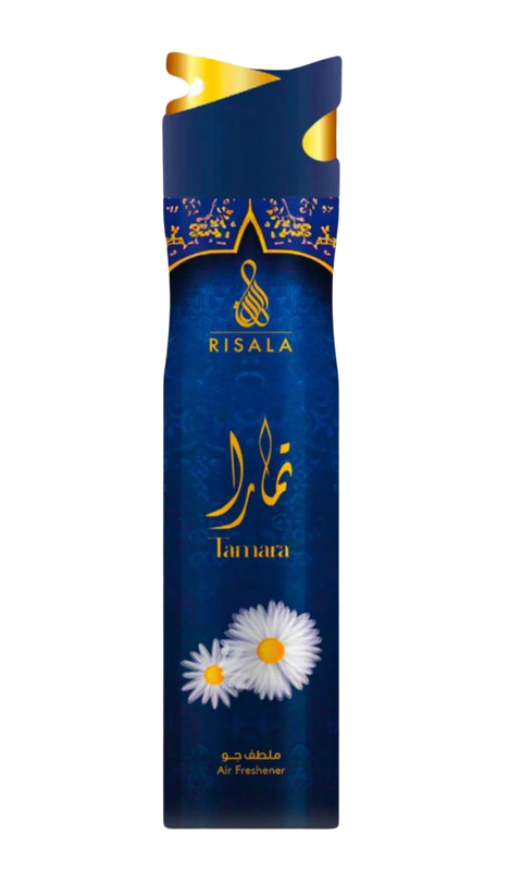 Risala Tamara air freshener packaging with floral design on a white background