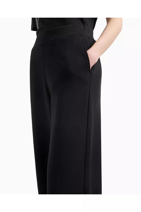 Emporio Armani Women's Black  Elasticated-Waist Pants | Emporio Armani  in Lebanon