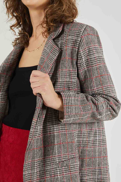 Eight2nine Women's Black Checkered Coat | Eight2nine In Lebanon