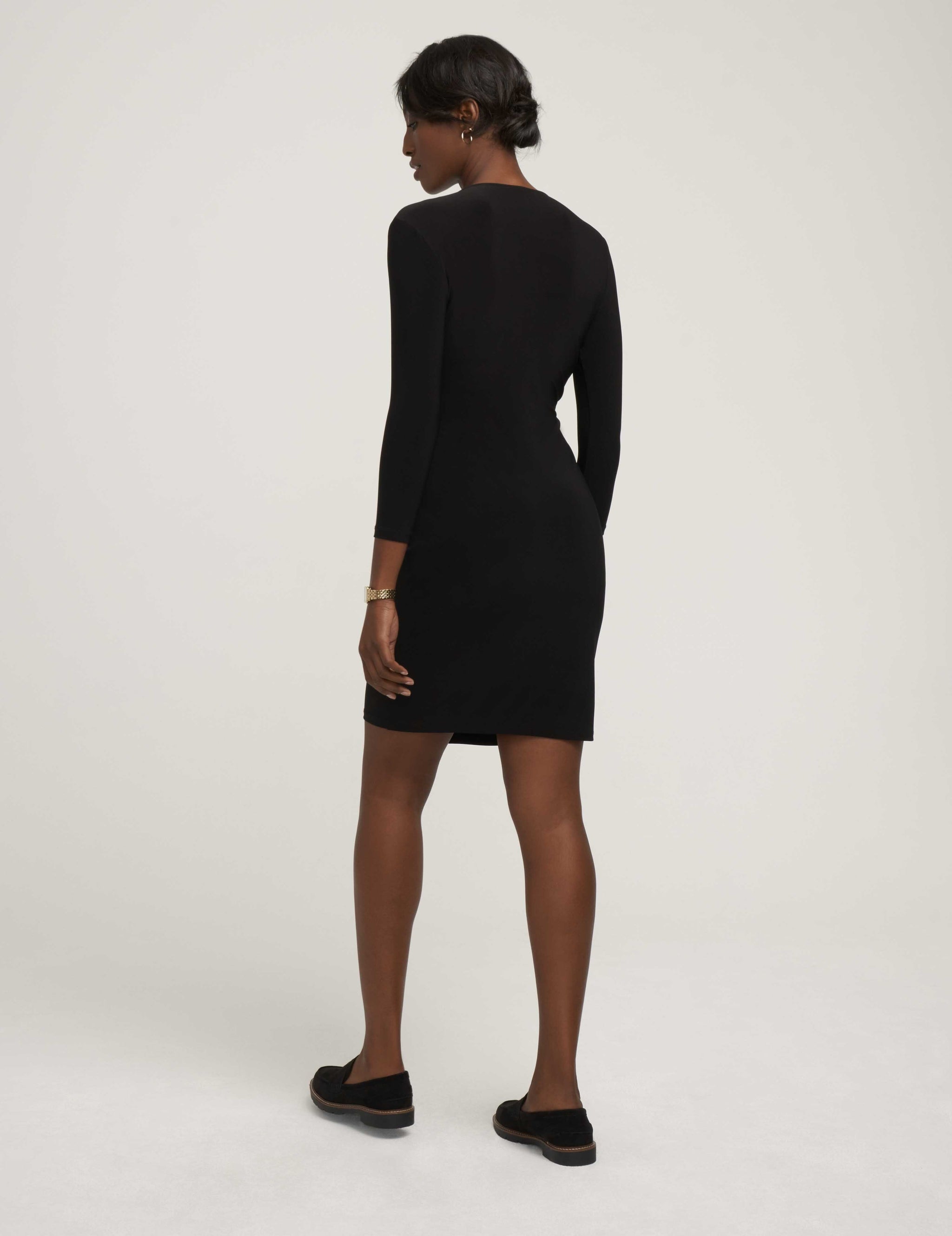 Anne Klein Women's Black Three-Quarter-Sleeve Faux-Wrap Dress | Anne Klein In Lebanon