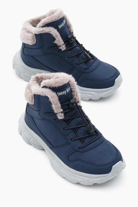 Tonny Black Kids Navy Blue Fur Inside Boots | Tonny Black In Lebanon