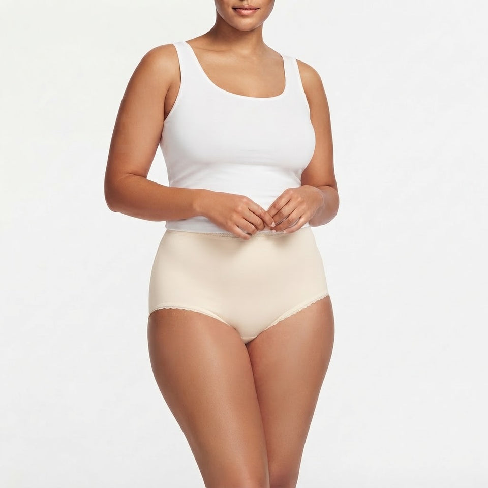 Bali Women's Beige Seamless High-Waisted Briefs