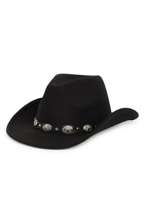 Vince Camuto Women's Black Felted Cowboy Hat with Conch Belt | Vince Camuto In Lebanon