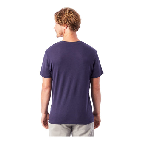 Man wearing a purple t-shirt on a white background