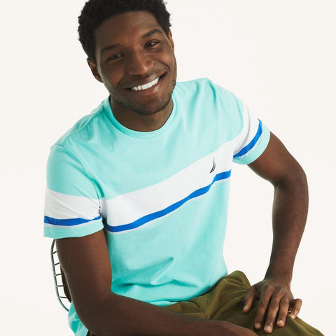 Nautica Men's Aqua Striped T-Shirt | Nautica In Lebanon