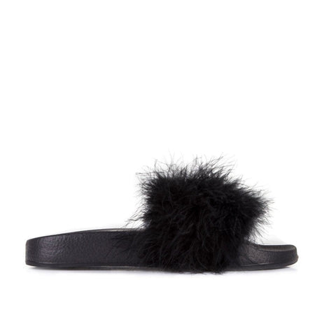 I.N.C International Concept Women's Black Marabou Pool Slides Slipper |I.N.C International Concept In Lebanon