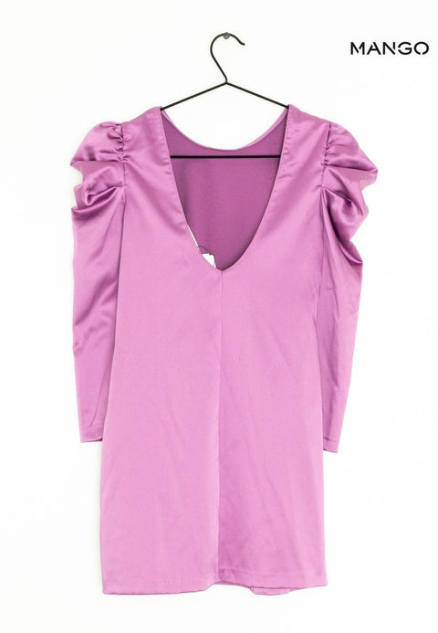 Mango Women's Purple Long Sleeve Short Dress  | Mango in Lebanon