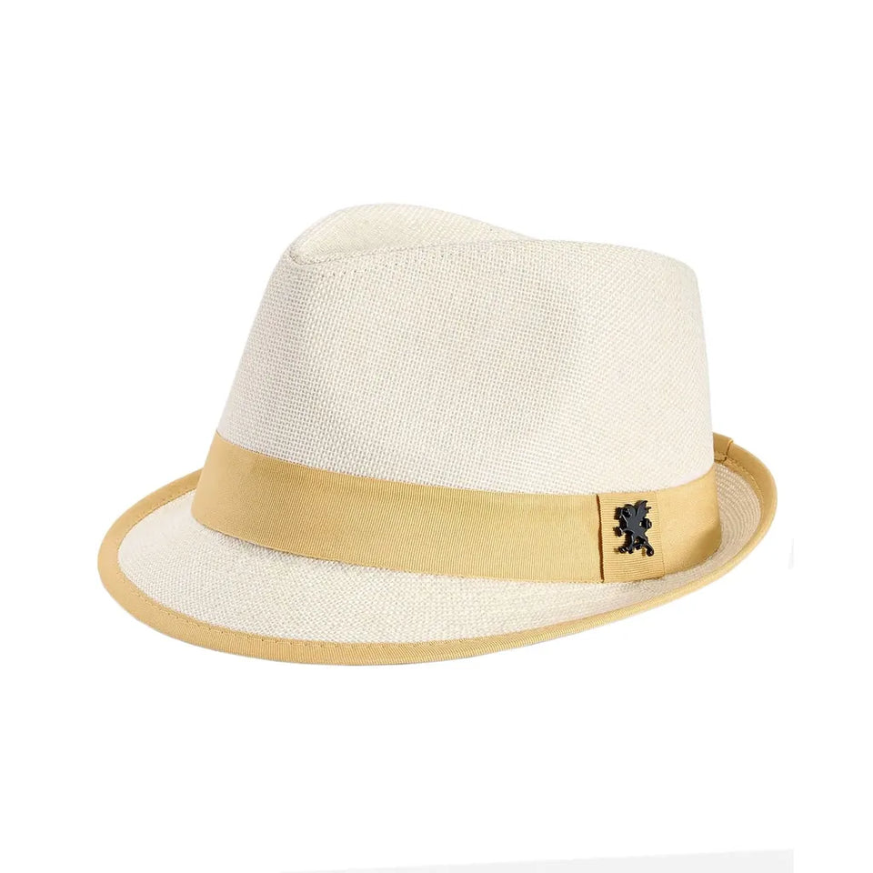 Stacy Adams Men's Off White & Dark Yellow Contrast Trim Fedora Hat