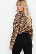 Boohoo Women's Leopard Oversized Shirt  V2ALY FE618