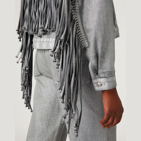 Wrangler Women's Silver Relic Souvenir Retro Fringe Jacket | Wrangler In Lebanon
