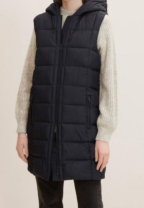 Tom Tailor Women's Black Quilted Hooded Vest |Tom Tailor In Lebanon