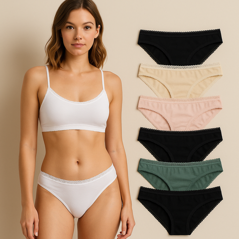 Dorina Women's 5Pcs Black/ White/ Beige/ Pink Panties| Dorina In Lebanon