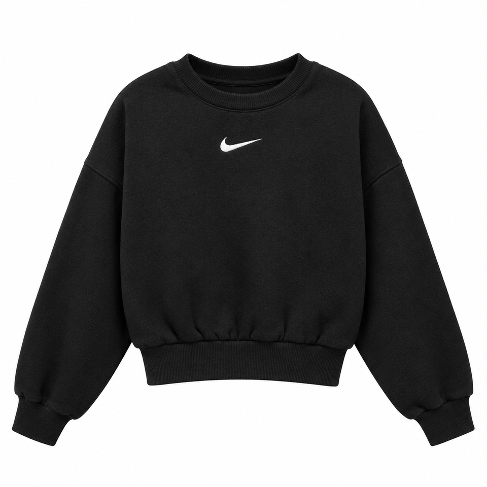Nike Baby Girl's Black Glitter Loose Fit Crew Neck Sweatshirt
