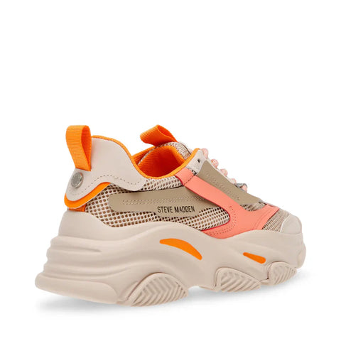 Steve Madden Women's Beige & Orange Possession-E Sneakers | Steve Madden In Lebanon