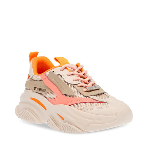 Steve Madden Women's Beige & Orange Possession-E Sneakers | Steve Madden In Lebanon