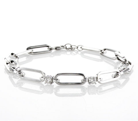 SD Women's Sterling Silver-Tone Paperclip Chain Bracelet | SD In Lebanon
