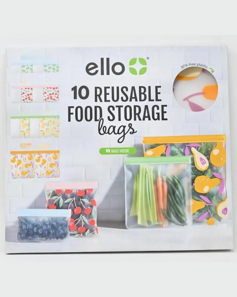 Ello Plastic Reusable Food Storage BPA-Free Travel Bags 10 PCS  ABH20