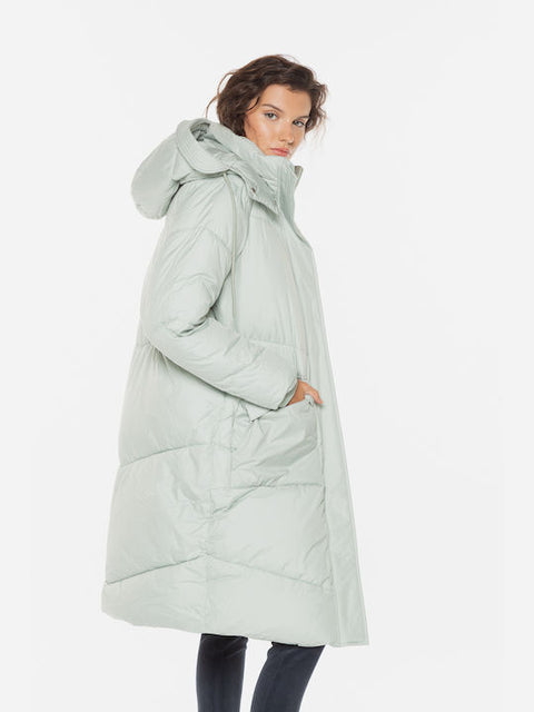 Tom Tailor Women's Mint Green Quilted Hooded Jacket |Tom Tailor In Lebanon
