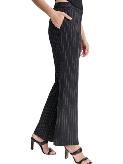DKNY Women's Black Pinstripe Knit Wide Leg Trousers | DKNY  in Lebanon