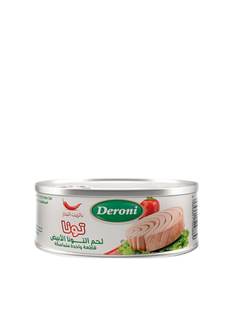 Deroni Tuna White Meat Tuna In Hot Oil 185g