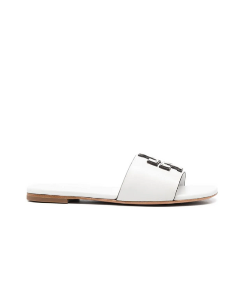Tory Burch Women's White Leather Slide Slippers| Tory Burch In Lebanon