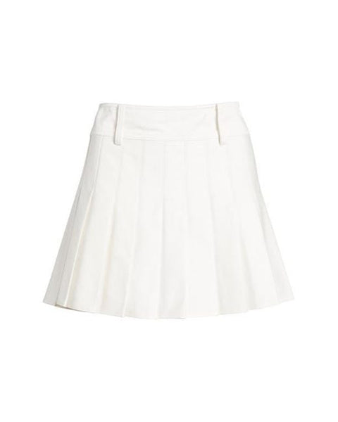 French Connection Women's White Sabine Pleated Cotton Twill Miniskirt|French Connection In Lebanon