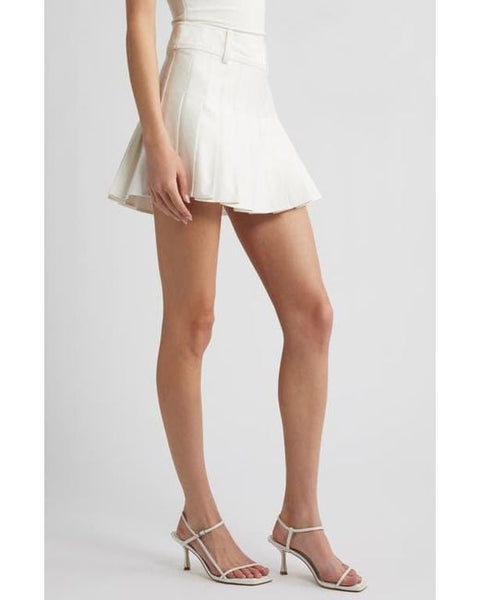 French Connection Women's White Sabine Pleated Cotton Twill Miniskirt|French Connection In Lebanon