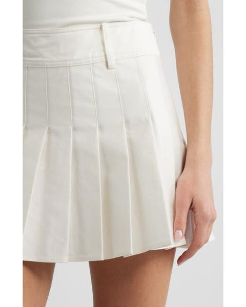 French Connection Women's White Sabine Pleated Cotton Twill Miniskirt|French Connection In Lebanon