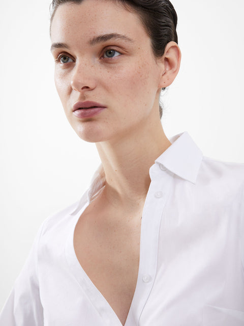 French Connection Women's White Isabelle Poplin Asymmetric Linen Shirt | French Connection In Lebanon
