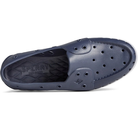 Navy blue Sperry shoe on a white background