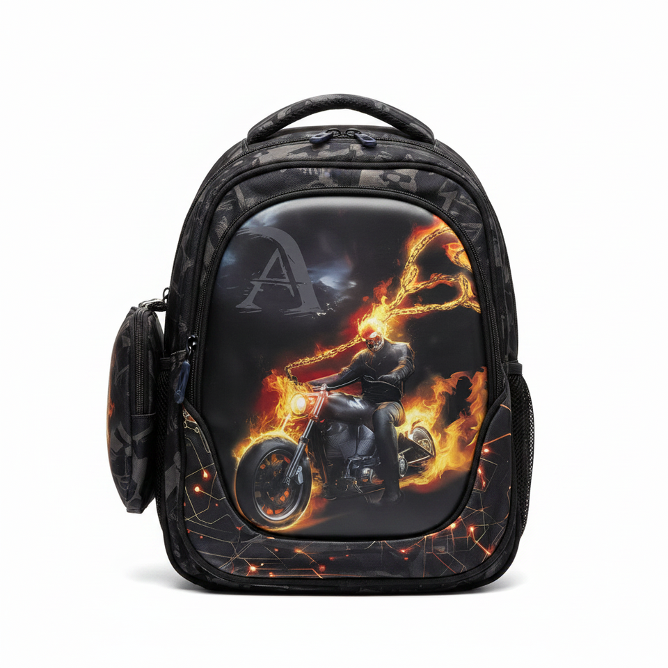 SD Black Motor School Bag + Pencilcase