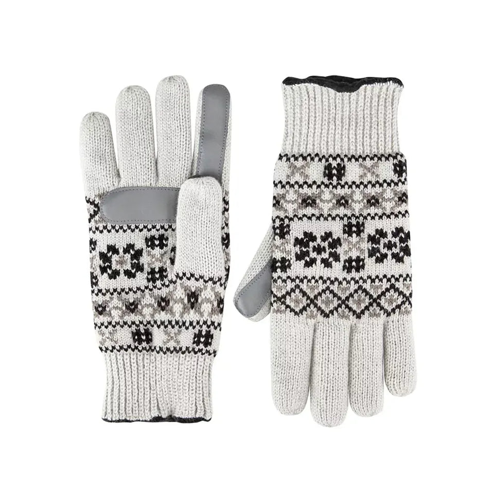 Isotoner Women's Light Gray Nordic Print And Touchscreen Function Gloves