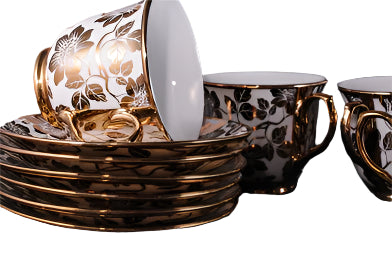 Al Sultan Fine Porcelain Coffee Cups 6pcs + Saucers 6pcs HD26-183 | Al Sultan In Lebanon