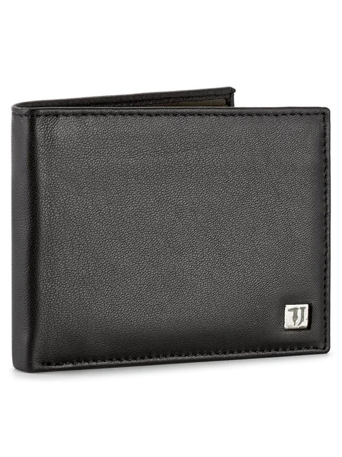 Trussardi Men's Black Leather Smooth Coin & Card Holder Wallet |Trussardi In Lebanon