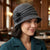 Scala Women's Dark Gray Boiled Wool Cloche with Rosettes Hat