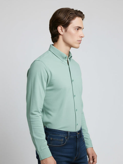 Celio Men's Sage Green Poly-Cotton Shirt | Celio in Lebanon